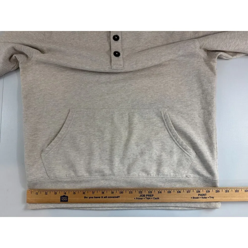 J.Crew Authentic Fleece Men's Large Oatmeal Henley Hoodie Pullover